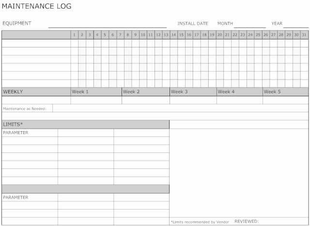 Equipment Maintenance Log Template Excel Unique 5 Equipment Maintenance Log Templates – Word Templates