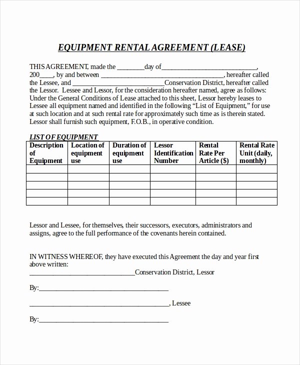 Equipment Release form Awesome 20 Rental Agreement form Templates &amp; Samples Doc Pdf