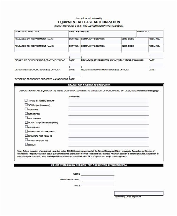 Equipment Release form Lovely 10 Equipment Release form Samples Free Sample Example