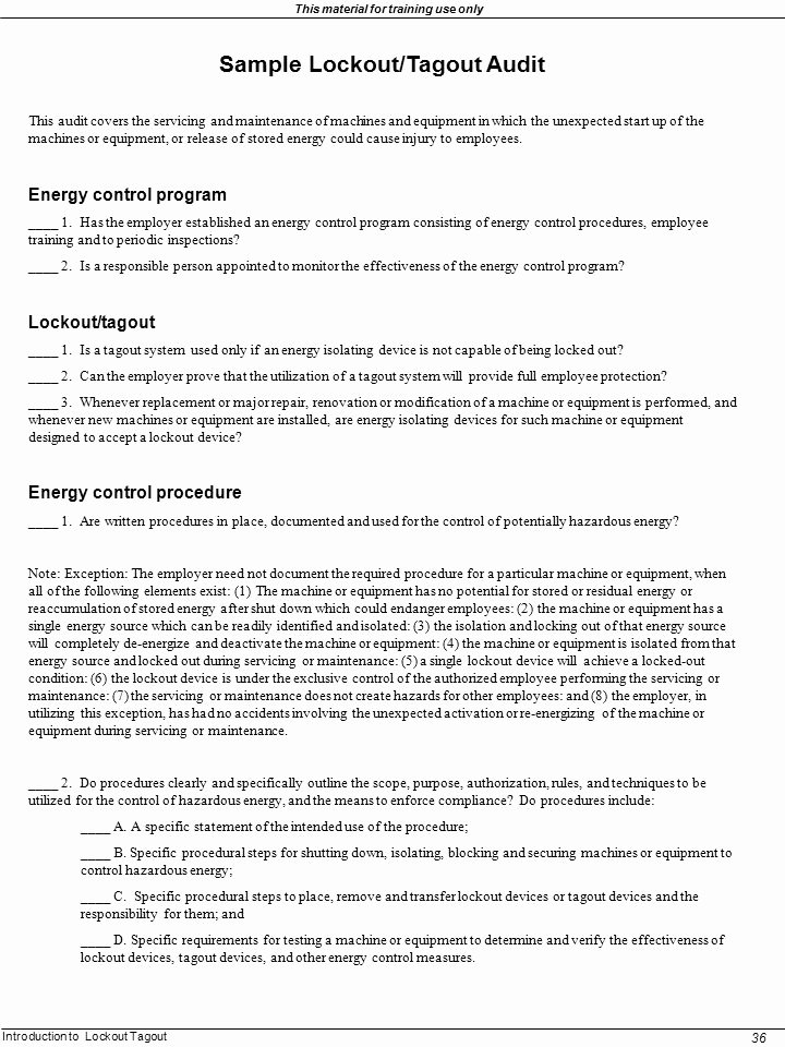 Equipment Release form New Lockout Tagout Program Ppt