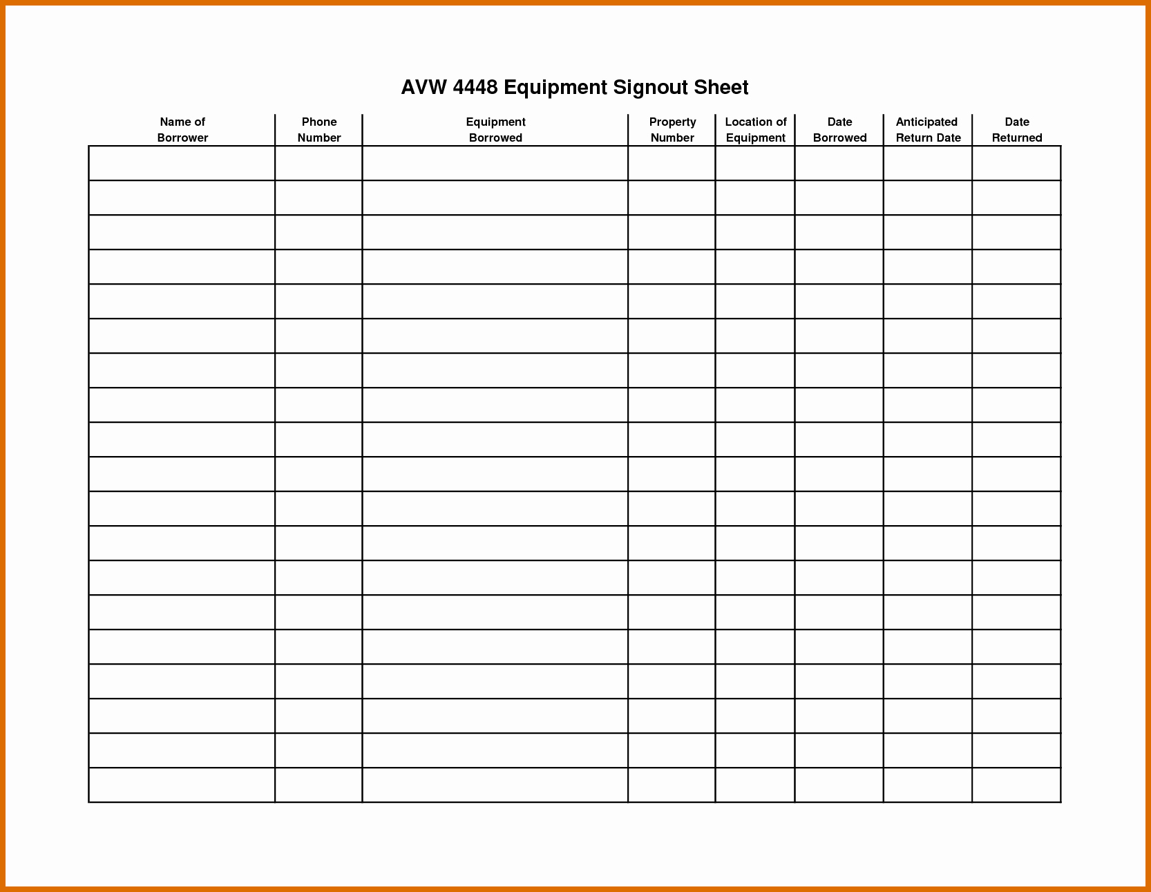 Equipment Sign Out Sheet Template Awesome 9 10 Sign Out Sheet Template