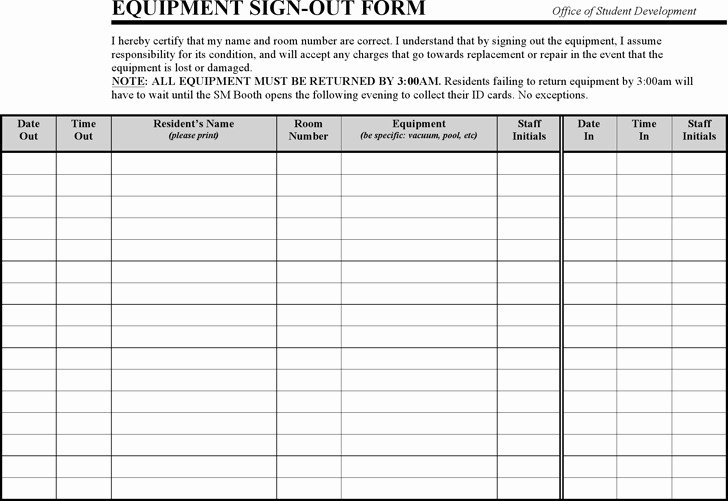 Equipment Sign Out Sheet Template Inspirational 1 Equipment Sign Out Sheet Free Download