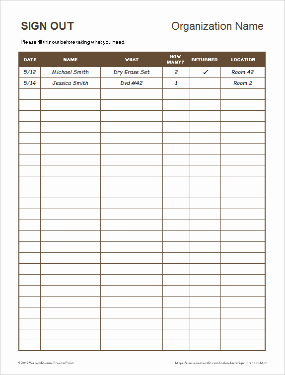 Equipment Sign Out Sheet Template Inspirational Equipment Sign Out Sheet