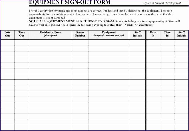 Equipment Sign Out Sheet Template Luxury 6 Student attendance Sheet Template Excel Exceltemplates