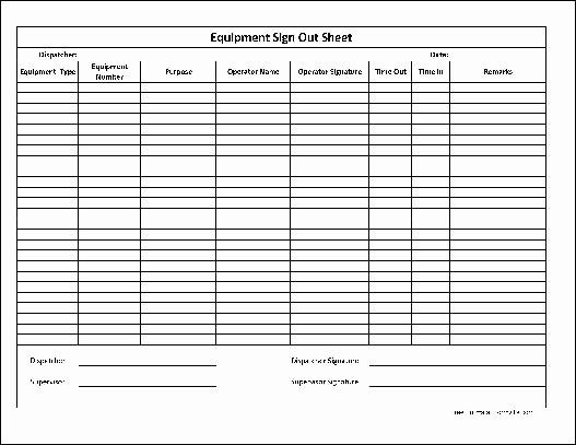 Equipment Sign Out Sheet Template Luxury Free Basic Equipment Sign Out Sheet Supervisor Signature