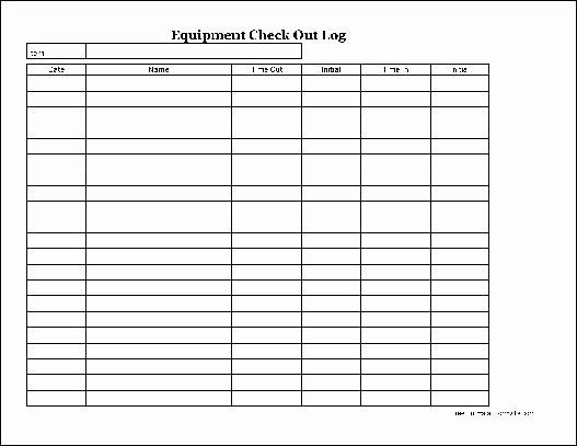 Equipment Sign Out Sheet Template New Free Easy Copy Basic Equipment Check Out Wide From formville