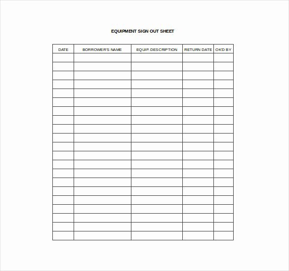 Equipment Sign Out Sheet Template New Sign Out Sheet Template 14 Free Word Pdf Documents