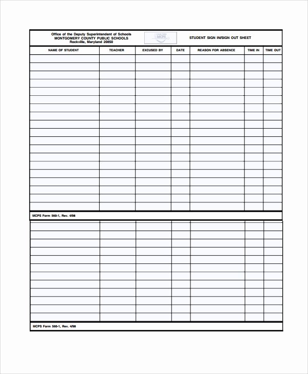 Equipment Sign Out Sheet Template Unique Sample School Sign Out Sheet 9 Free Documents Download