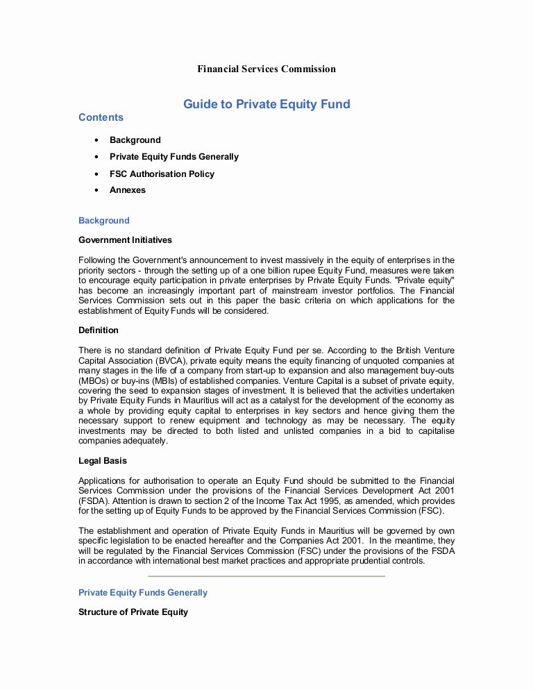 Equity Letter Template Best Of Guide to Private Equity Fundc