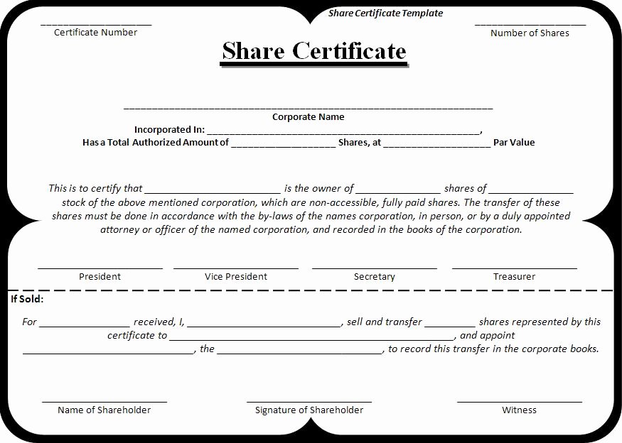 Equity Share Agreement Template Elegant Certificate Templates