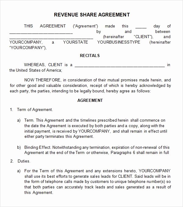 Equity Share Agreement Template Inspirational Profit Sharing Agreement 7 Free Pdf Doc Download