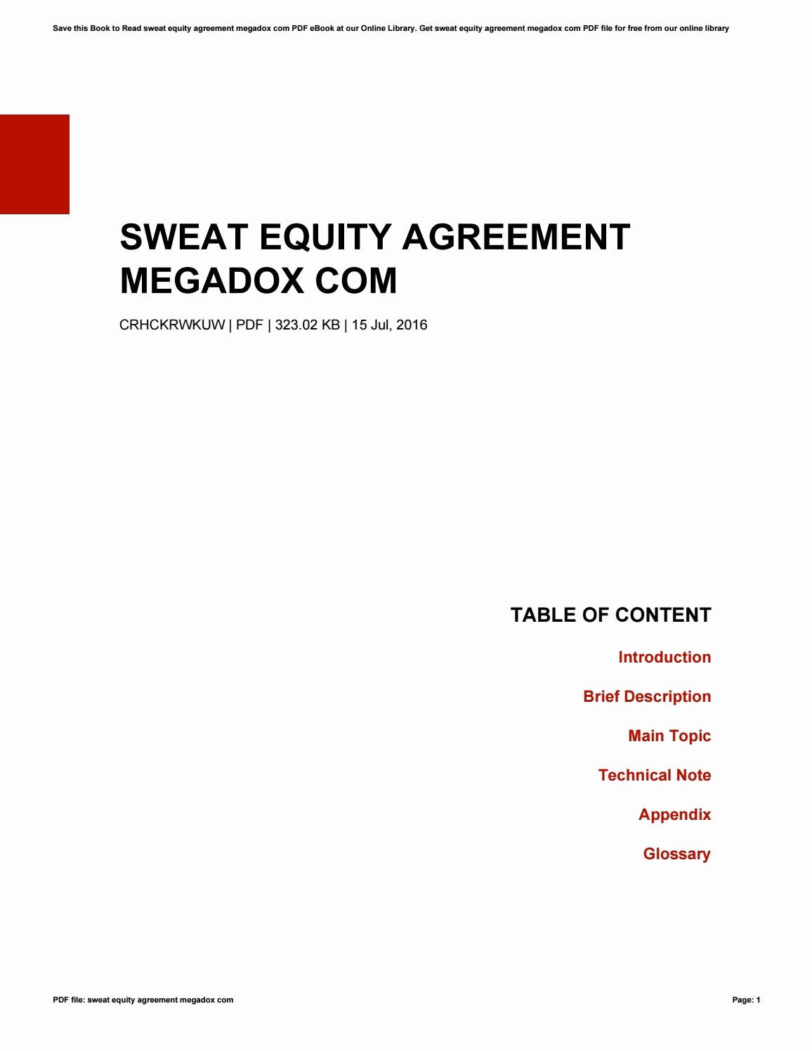 Equity Share Agreement Template Luxury Sweat Equity Agreement Megadox by theresaholford4092