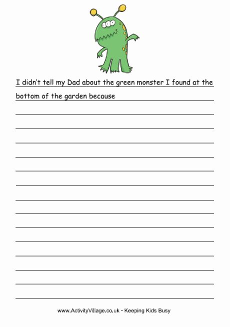 Esl Writing Prompts with Pictures Beautiful Green Monster Story Starter