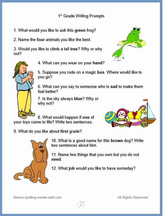 Esl Writing Prompts with Pictures Lovely 1st Grade Spelling Words Worksheets and Activities