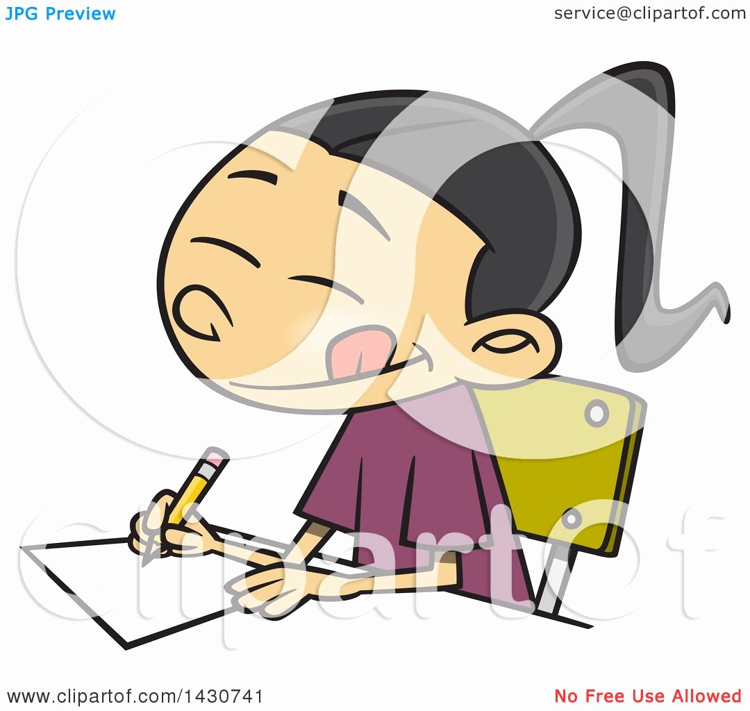 Essay Writing Clip Art Fresh Clipart Of A Cartoon asian School Girl Writing An Essay