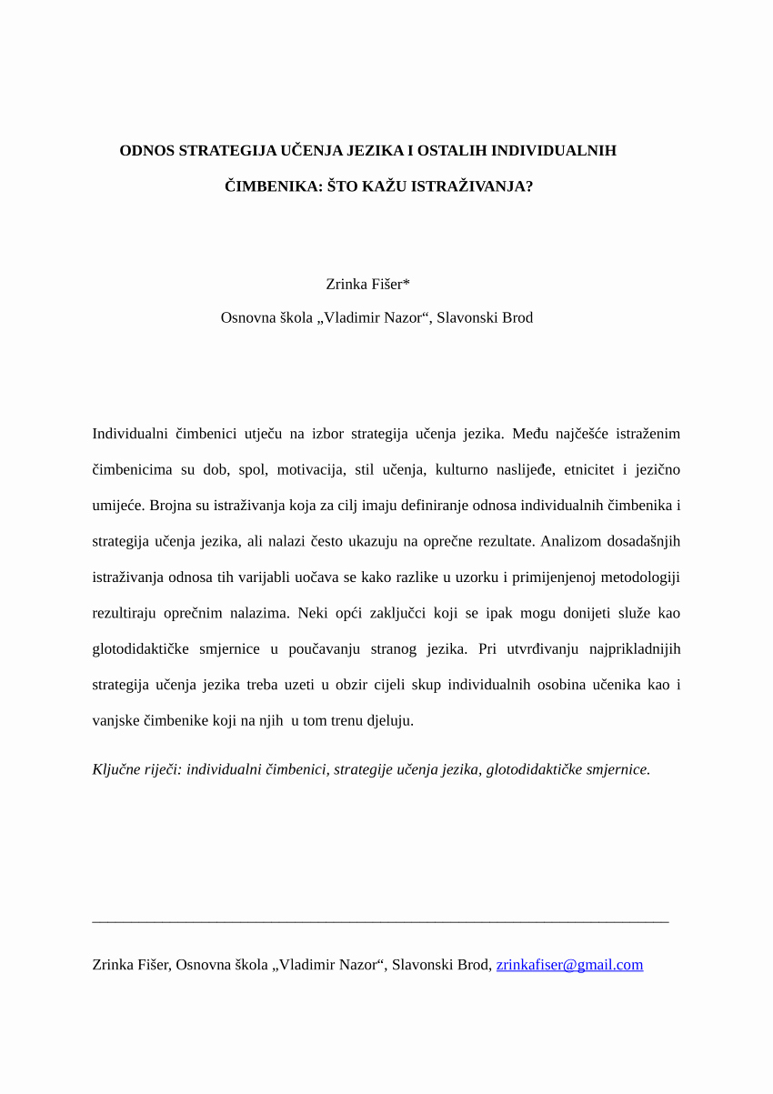 Essays About Obstacles In Life Fresh Pdf Odnos Strategija UČenja Jezika I Ostalih