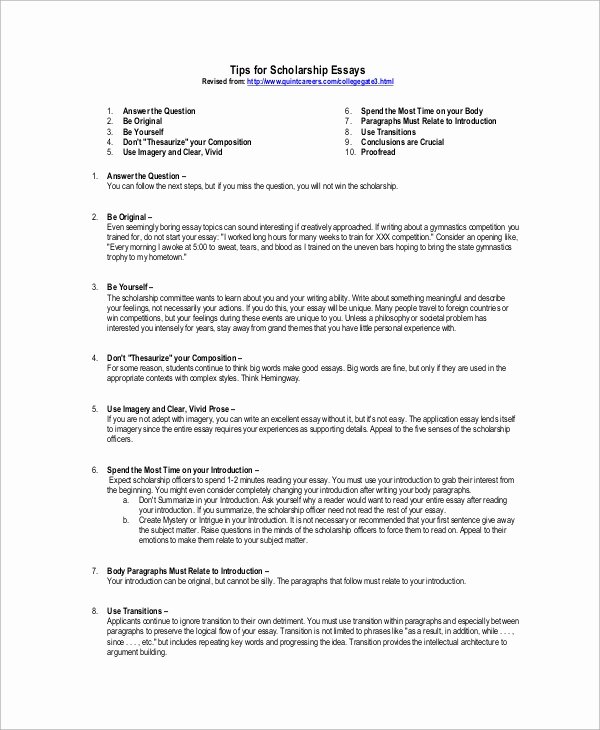 Essays for Scholarship Applications Examples Awesome 9 Scholarship Essay Examples