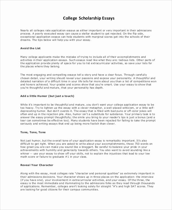Essays for Scholarship Applications Examples New 8 Sample College Essays