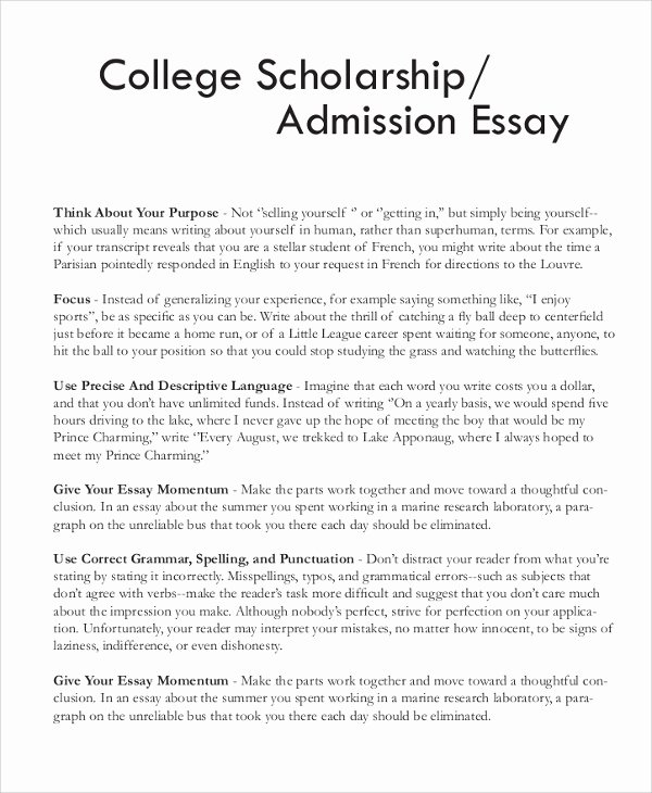 Essays for Scholarship Applications Examples Unique 8 Scholarship Essay Samples