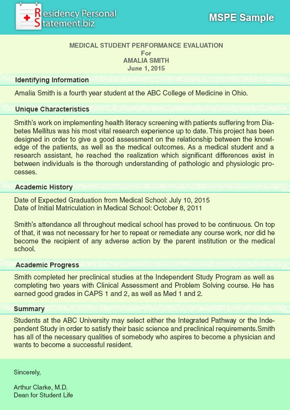 Evaluation Letter Sample for Student Awesome Mspe Example Best Free Mspe Samples for You