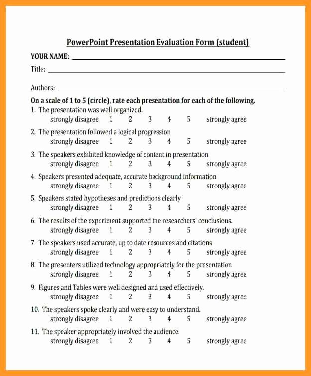 Evaluation Letter Sample for Student Unique 4 5 Evaluation form for Presentation