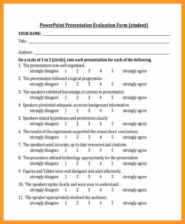 Evaluation Letter Sample for Student Unique 4 5 Evaluation form for Presentation