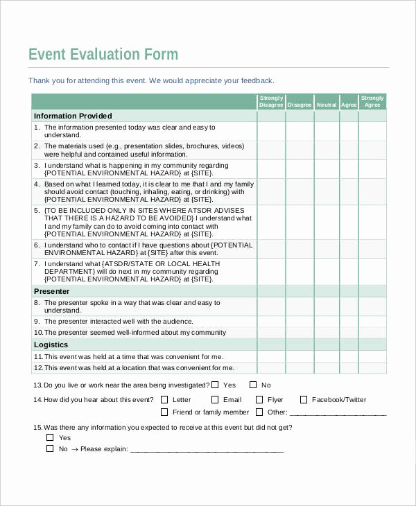 Event Feedback form Template Best Of 10 Evaluation Sheet Templates Free Sample Example format