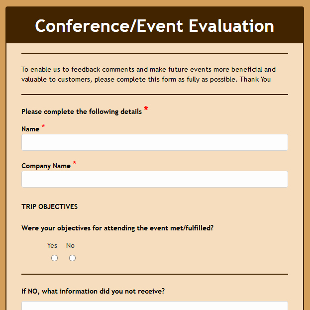 Event Feedback form Template Best Of formwize Examples