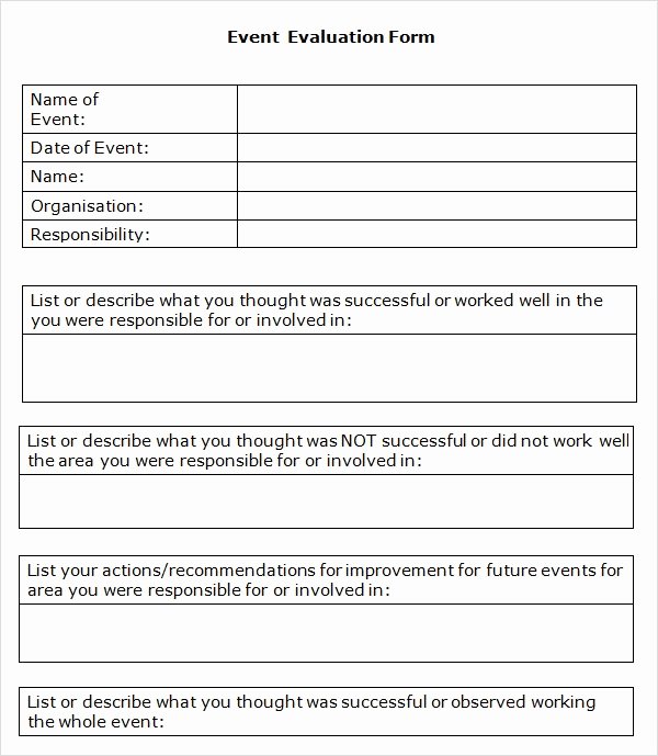 Event Feedback form Template Fresh event Evaluation form 9 Download Free Documents In Pdf