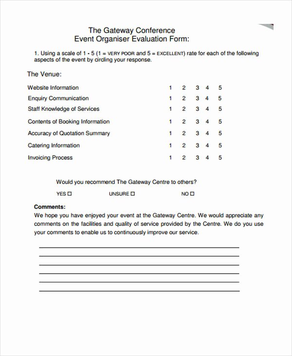 Event Feedback form Template Inspirational 30 event Evaluation form Templates