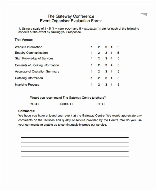 Event Feedback form Template Inspirational 30 event Evaluation form Templates