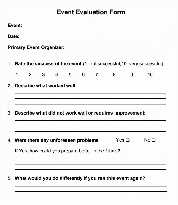 Event Feedback form Template Inspirational event Evaluation form 7 Free Download for Word Pdf