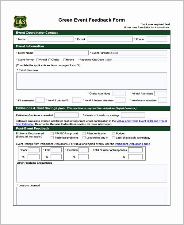Event Feedback form Template New Feedback form Templates
