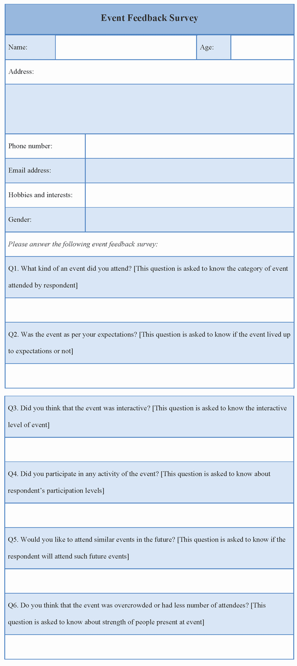 Event Feedback form Template Unique event Feedback Survey Template