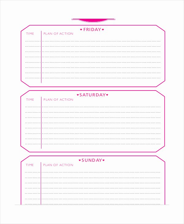 Event Itinerary Template Elegant Weekend Itinerary Template 6 Free Pdf Documents