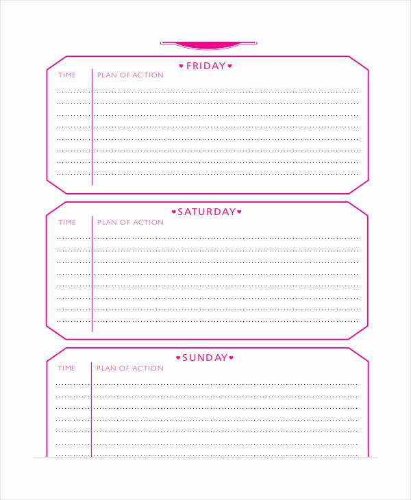 Event Itinerary Template Elegant Weekend Itinerary Template 6 Free Pdf Documents