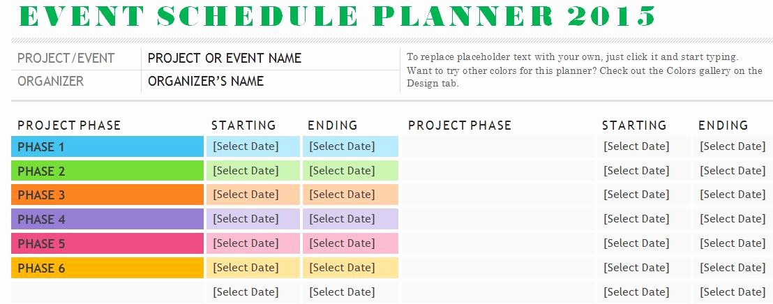 Event Itinerary Template Lovely Sample event Schedule Planner Template