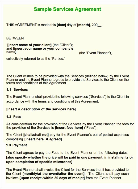 Event Planning Contract Template Free Fresh 12 Service Contract Templates Pdf Doc