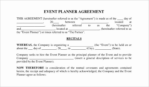 Event Planning Contract Template Free Fresh Free event Planner Contract Template