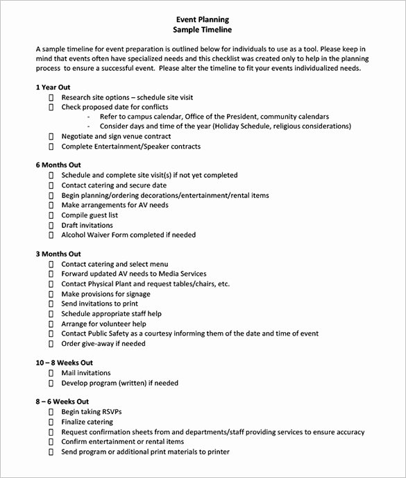 Event Planning Contract Template Free Inspirational 8 event Timeline Templates Free Sample Example format