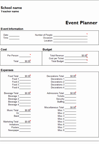 Event Planning Contract Template Free Unique Ms Excel event Planner Template