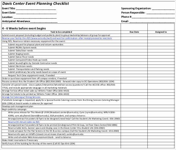 Event Venue Checklist Template Luxury Documents and Pdf Templates