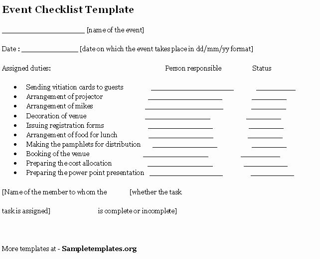 Event Venue Checklist Template New event Template for Checklist Template Of event Checklist