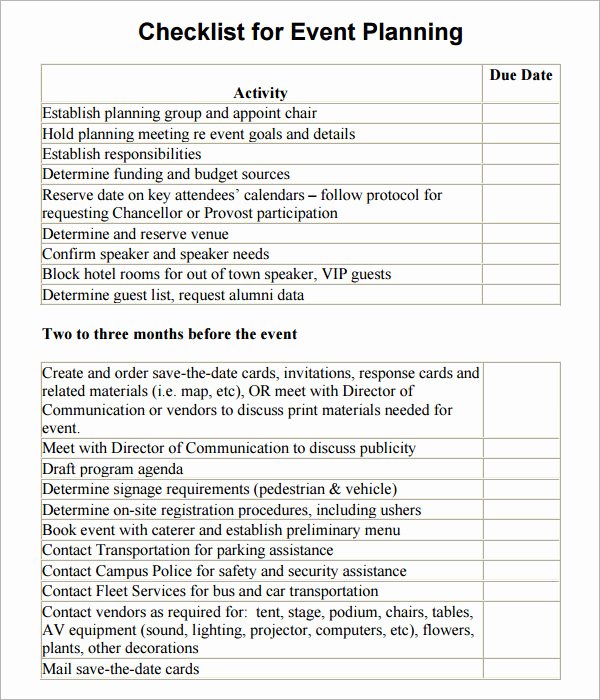 Event Venue Checklist Template Unique 11 Sample event Planning Checklists – Pdf Word