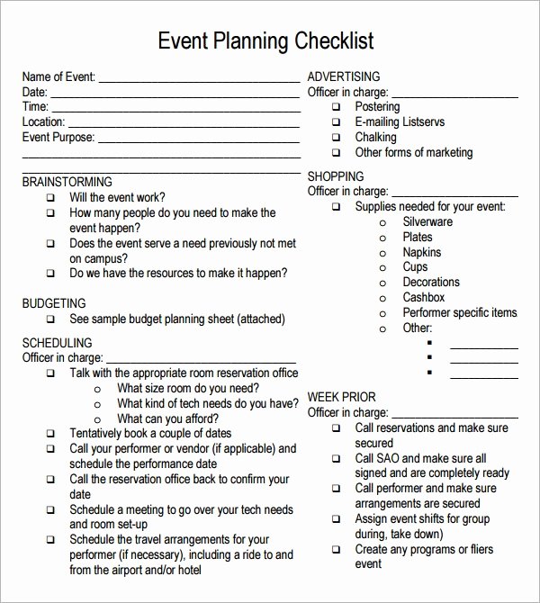 Event Venue Checklist Template Unique event Planning Checklist 7 Free Download for Pdf