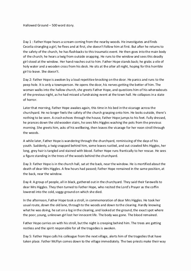 Example Of 500 Words Awesome 500 Word Story