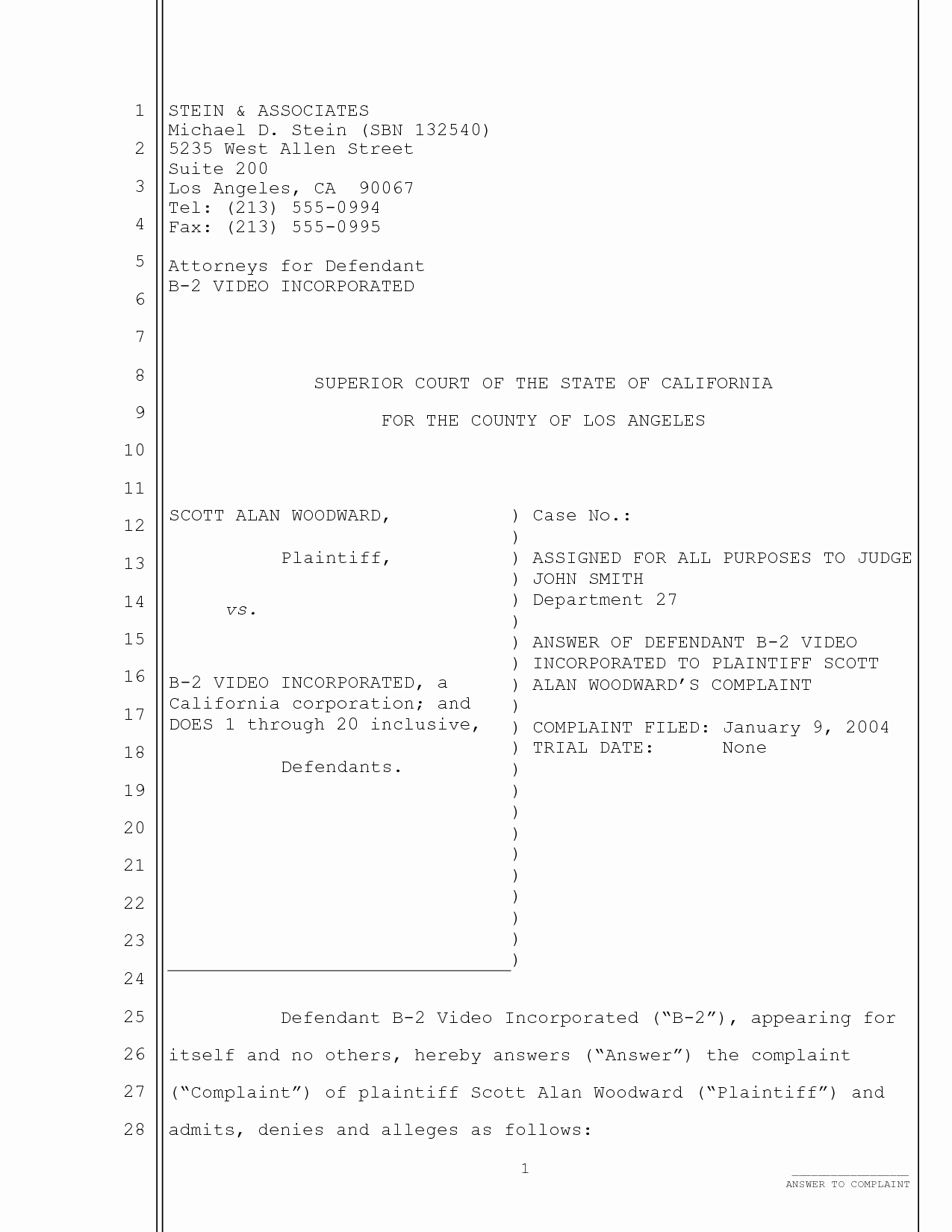 Example Of Answer to Complaint New Best S Of Sample Answer Plaint form Sample Civil