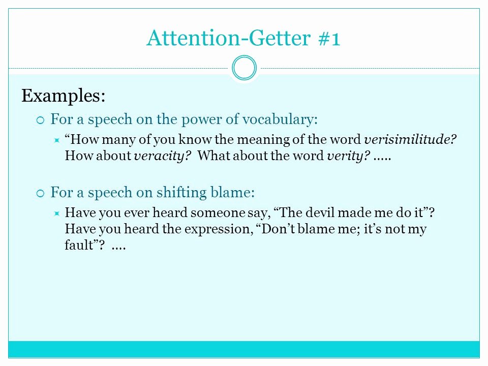Example Of attention Getter Lovely Parts Of A Speech the Introduction Ppt Video Online