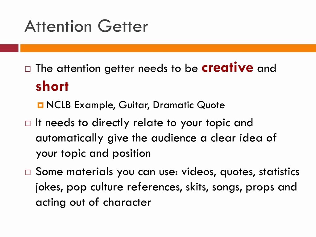 Example Of attention Getter New Outline Every Speech Will Be Written In An Outline format