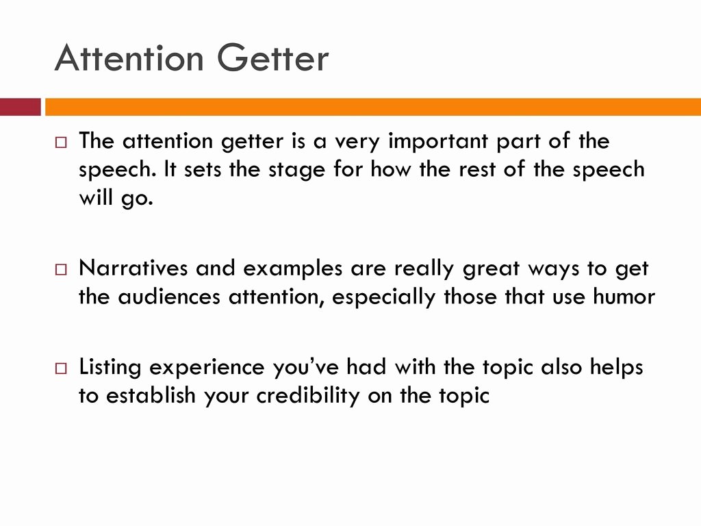 Example Of attention Getter Unique Outline Every Speech Will Be Written In An Outline format